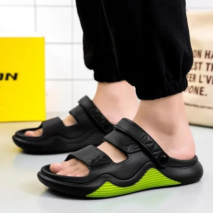Men's Summer Outdoor Sandals Anti-Slip Beach Thick Bottom Color Block Soft Comfortable Sports Slippers PVC Material Leisure Styl