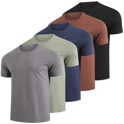 Men's summer 5-color short sleeved middle-aged casual versatile round neck top for teenagers, comfortable daily handsome T-shirt