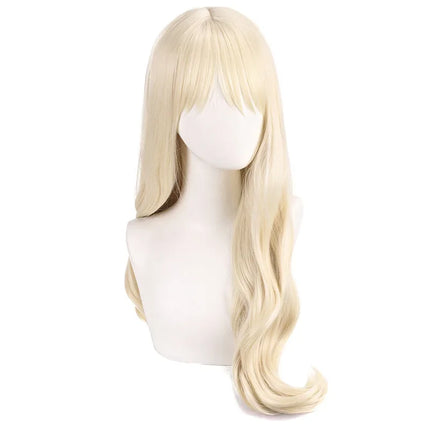 Long Wavy Synthetic Blonde Wig Natural Hairline Cosplay Party Costume Women Heat Resistant Fiber Daily Wear