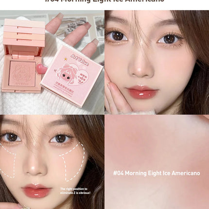 4-in-1 Embossed Matte Blush Makeup Palette Nude Eyeshadow Cheek Blusher Contouring Four-layer All-in-one Box Brightening Makeup