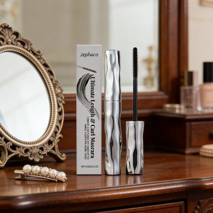 Zephoco Waterproof Mascara Gel Lengthening Natural Curl Smudge Proof No Clumps Long Lasting Thin Brush Volumizing Mascara Black