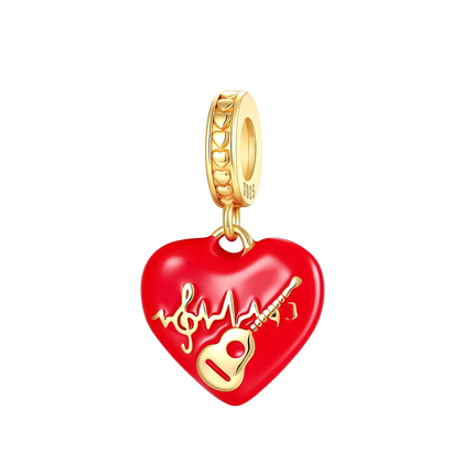 Hot Sale Rock Music Guitar Charms 925 Sterling Silver Dangle Pendant Fit Bangle Bracelet Necklace DIY Jewelry