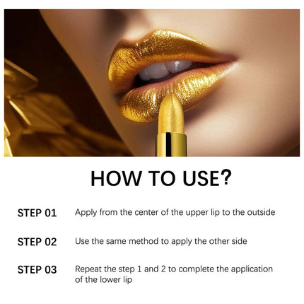 Hallowmas High-pigmented Gold Lipstick Shiny Metallic Matte Velvet Waterproof Long Lasting Sexy Gold Lip Gloss Women Lip Makeup