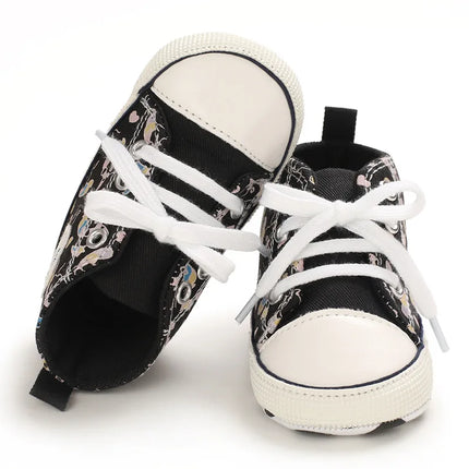 Baby Canvas Classic Sports Shoes Newborn Boys and Girls Printed Star First Walkers Shoes Infant Anti Slip Baby Shoes