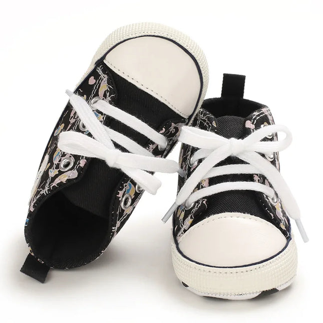Baby Canvas Classic Sports Shoes Newborn Boys and Girls Printed Star First Walkers Shoes Infant Anti Slip Baby Shoes