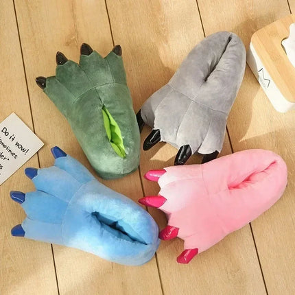 Blue Animal Paw Slippers For Boy Girl Unisex Kids Cute Monster Claw Slippers Cartoon Soft Plush Warm Home Slippers Child Shoes