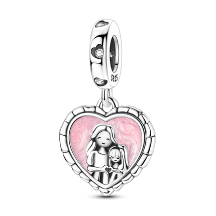 2026 Romantic Pink Color Charms Bead 925 Sterling Silver CZ Zircon Love Heart Pendants Fit Original Bracelet DIY Jewelry Gift