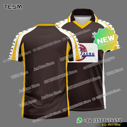 TESM Summer POLO Shirt Men Summer Sports V-neck T-shirt Street Trendy Short Sleeve 3D HD Print T-shirt