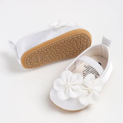 Baby girl shoes, princess children's shoes, soft soled anti slip pearl flower dress, children's shoes, first step 0-18M