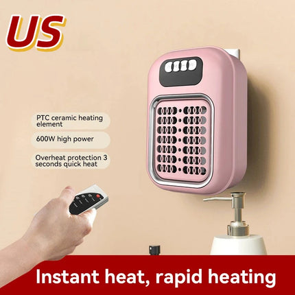 Portable Heater Electric Heater Plug in Wall Room Heater Mini Radiator Remote Warmer Machine Muted for Bedroom Bathroom Office