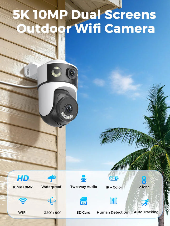 OKAM PRO APP 5G Wi-Fi IP Camera HD 10MP Dual-Lens Camera PTZ Color Night Vision Two-Way Intercom Motion Tracking AI Smart Camera