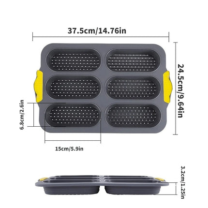 A Set of Silicone 6-Piece Baguette Bread Molds, Non-Stick Cake Baking Tray, Food-Grade Silicone Hot Dog Mold