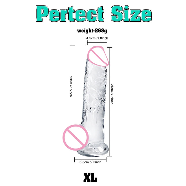 Soft Jelly Dildo Different Sizes Transparent Realistic Fake Dick Penis with Suction Cup G Spot Vagina Massage Sex Toy for Women