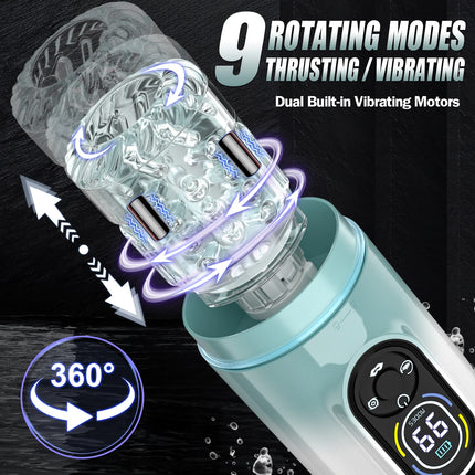 Automatic Male Masturbator 9 Vibrating Thrusting Rotation Sucking Licking Function LED Display Vacuum Penis Pump Sex Toy for Men
