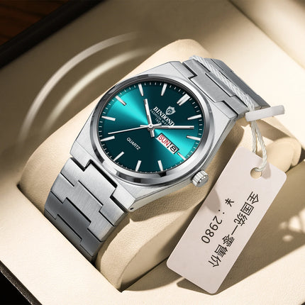 BINBOND 102 Couple Quartz Watch Men's Original Watch Waterproof Night Light Date Week Stainless Steel Men's and Women's Watch