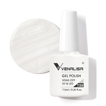 Venalisa 7.5ml Gel Nail Polish, White Cap, Glass Formula, No Wipe Top Coat, UV LED Soak-Off Glitter Color Nail Lacquer