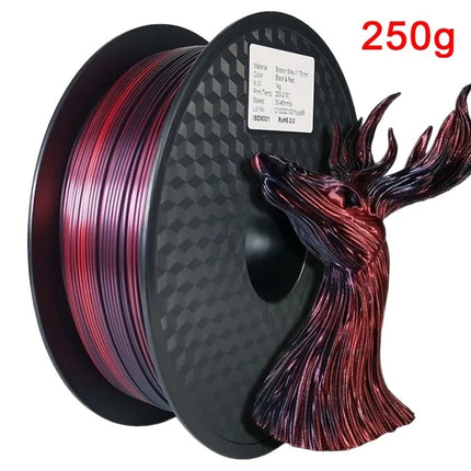 Dual Color Filament Silk PLA 1.75mm 1kg/500g/250g 3D Printer Filament High SpeedShiny PLA Multicolor Black Red Blue Bundle