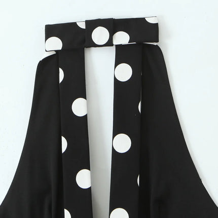 HH Summer Woman Black Polka Dot Backless Bow Decoration Halter Vest Tops Fashion Women Sleeveless Backless Sexy Tops