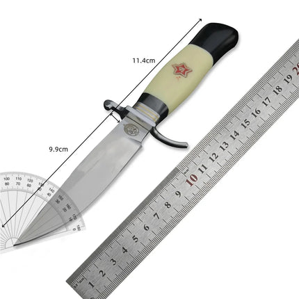 Russia Survival Fixed Blade Knife with Leather 440C Blade Resin Handle Survival Hunting Outdoor Knife Multi-Purpose Cutting Tool