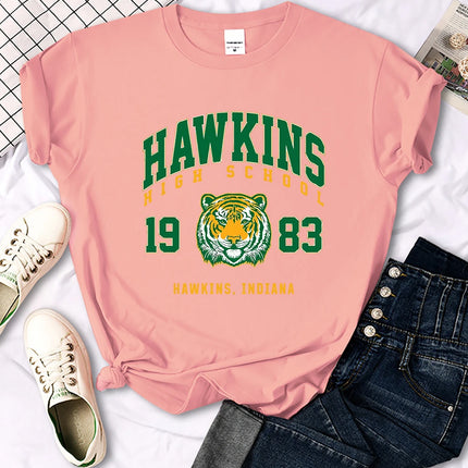 Hawkins High School 1983 Printed Women T-Shirt New Harajuku Tee Shirts Street Fashion Streetwear Casual Crewneck Clothing