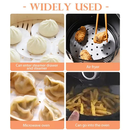 50/500PCS Disposable Air Fryer Paper Steamer Liner Perforated Parchment Baking Papers Non-Stick Steaming Mat Oil-absorbing Paper