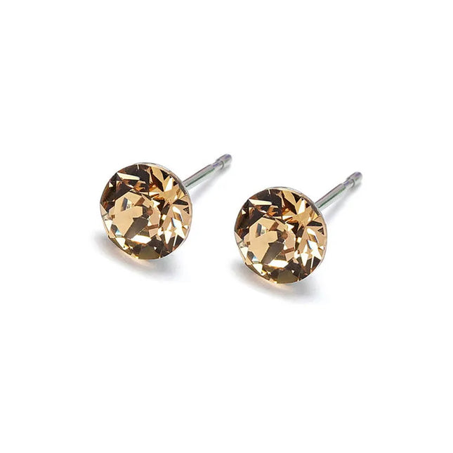(Wholesale) Stainless Steel Stud Earrings Genuine Crystals from Austria for Women Girls Wedding Party Jewelry 4/6/8mm