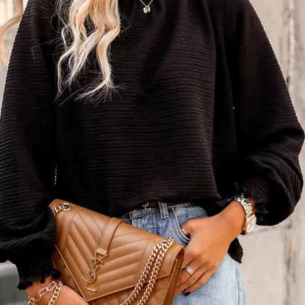 Elegant Autumn High Collar Patchwork Women Shirt Chic Blouse Long Sleeve Office Shirt Plain Casual Basic Regular Top Woman