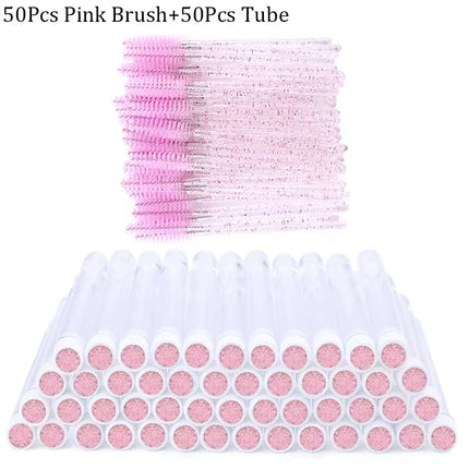 100pcs Diamond Eyebrow Brush Tube Empty Reusable Lash Mascara Wand Case Replaceable Crystal Eyelash Brush Dust-proof Makeup Tool