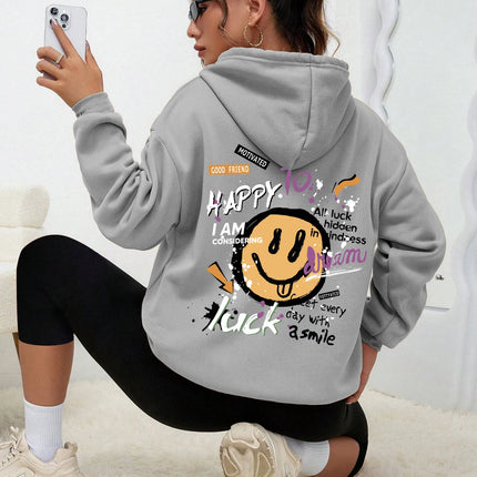 Interesting Graffiti Printing Women Hoodie Fashion Street Hoody Casual Versatile Sweatshirt Autumn Fleece S-Xxl Female Clothing