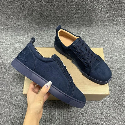 CL Red Bottom Fashionable Embroidered Men's Shoes Fur Slip-On Black Casual Cross-Border Leather Upper All Seasons Wear