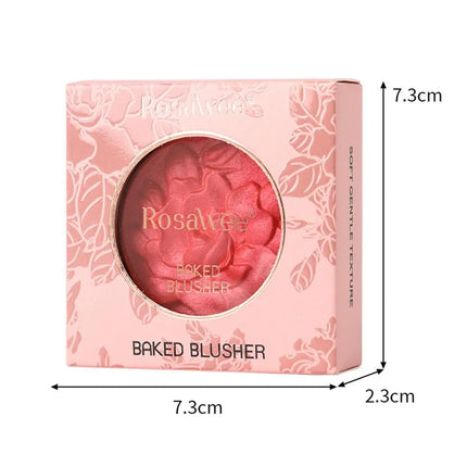 European American Style Rose Blush with Shimmer Fine Glitter Highlighting Contour Powder for Face Natural and Three-Dimensional
