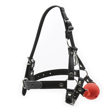 Adjustable Head Harness Silicone Ball Gag with Nose Hook BDSM Bondage Slave Restraint Adult Game Sex Toy Role Play Fetish Tool