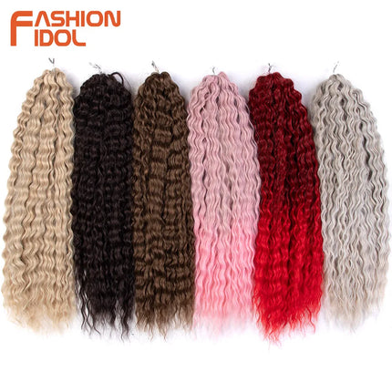 22 inch Curl Hair 300g/3pcs Water Wave Twist Crochet Hair Synthetic Braid Hair Ombre Blonde Deep Wave Braiding Hair Extensions