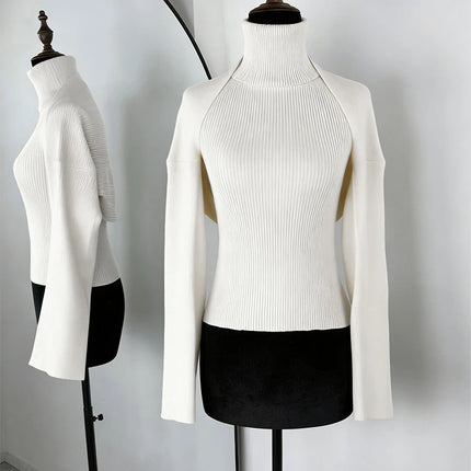 Trendix Hollow Out Sweater Sets For Women 2025 Fall New Long Sleeve Knitwear Shawl Suits Sexy Backless Knit Tank Top 2 Piece Set