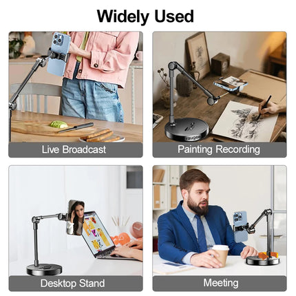 Phone Holder Portable Folding Multi-Angle Adjustable Stand for Cell Phone Height Adjustable Phone Bracket for Live Broadcast