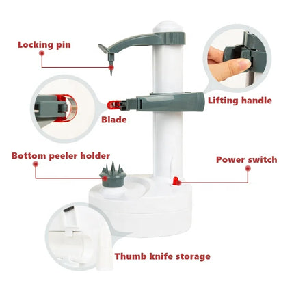 Popular Kitchen Tool Spin Rotating Adapter Apple Fruit  Skin Peeler Electric Potato Peeler Machine for Home & Commercial