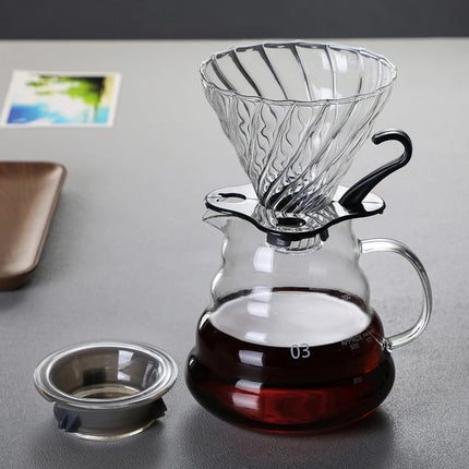 350/600/800ml Hand Brew Coffee Carafe Clouds Shape Clear Glass Kettle Sharing Pot with Lids Espresso Coffee Maker Accessories