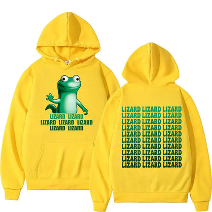 Interesting lizard meme pattern letter print men's hoodie retro fashion hoodie autumn and winter hoodie