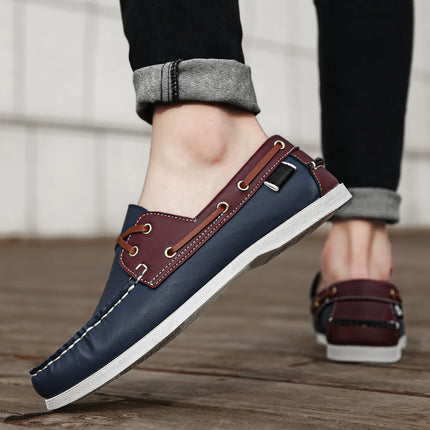 Men's Trendy Apron Toe Loafer Shoes, Slip On Comfy Non Slip For Outdoor Walking Traveling, Spring And Summer