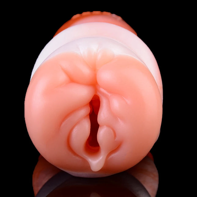 GEEBA Realistic Male Masturbator Soft Silicone Pocket Pussy Adult Sex Toy for Men Reusable Men Stroker Cup Strong Suction Sleeve