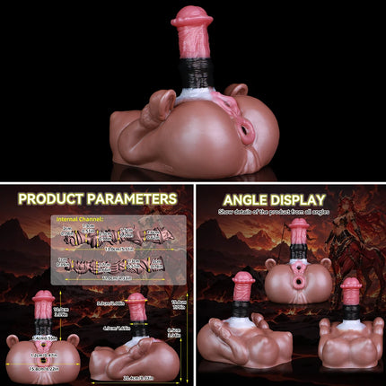 YOCY Lifelike Butt Inverted Mold Liquid Silicone Male Masturbator Dual Channel Masturbation with Penis Horse Furry Torso Ass Toy