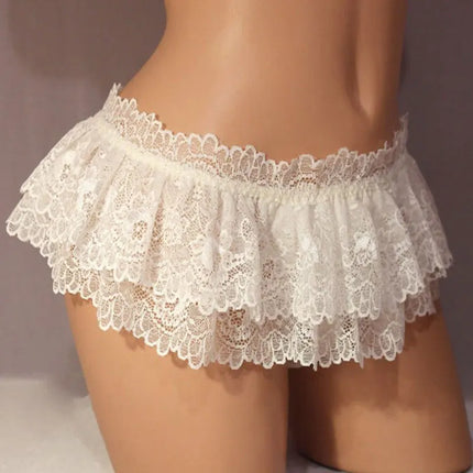 1pc Super Short See Through Lace Skirt Sexy Bow Mini G-string Babydolls Temptation Porno Mini Skirt One-piece Thongs