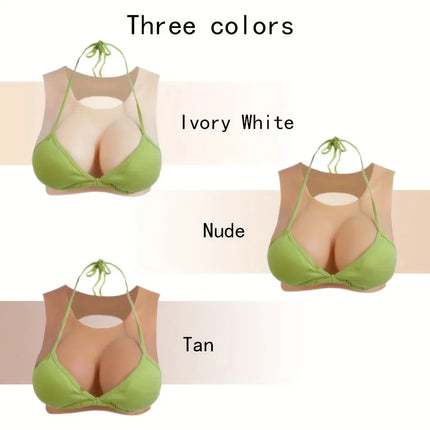 Dokierr Summer Wear Hollow Back  Fake Chest Breast Plate Silicone Breast Forms FoFalse Chest Fake Silicone Boobs For Transgender