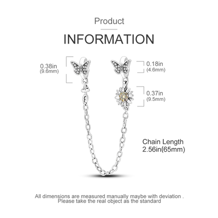 Sparkling Clear Silver Safety Chain 925 Sterling Silver Safety Chain Charm Beads Fit Original Bangle Bracelet DIY Jewelry