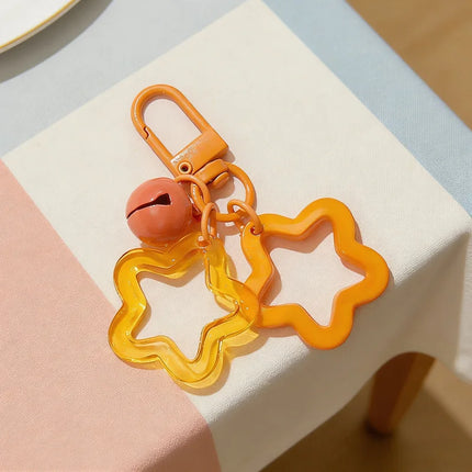 Acrylic Creative Cute Hollow Design Star Bell Keychain Pendant For Men Women Bag Charm Car Keychain Accessories Jewelry Gifts