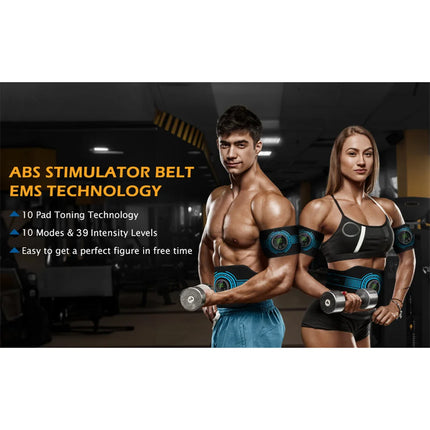 Smart EMS Ab Stimulation Belt - Rechargeable Muscle Toner for Home Gym Fitness & Body Contouring