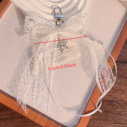 Lace bow Keychain Hollow Red Ribbon Cherry Y2k Fashion Design Charm Delicate Backpack Key Chain Valentine's Day Gift Accessories
