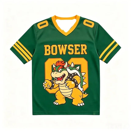 Super Mario Bros Kids Jersey T-shirt V-neck Short Sleeve Boys Girls Casual Summer Tops Cartoon Game Streetwear Children Tee3-14Y
