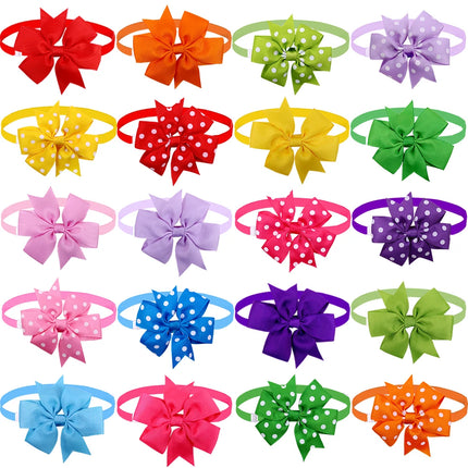 50pcs  Dog Bowtie Dot Solid Bow Tie Collar For Small Dogs  For Dog DIY Bowties Necktie Pet Grooming Accessories For Small Dogs