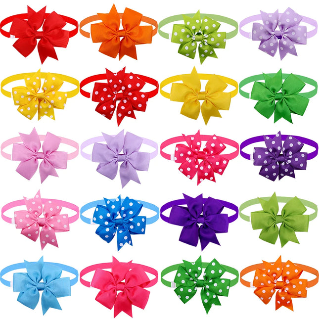 50pcs  Dog Bowtie Dot Solid Bow Tie Collar For Small Dogs  For Dog DIY Bowties Necktie Pet Grooming Accessories For Small Dogs